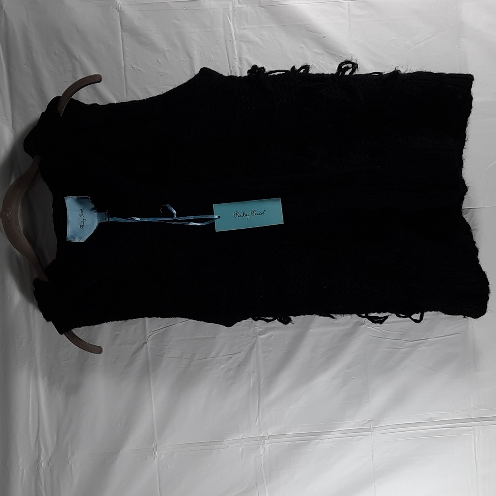 NWT RUBY ROSE BLACK hooded knit vest, SZ L